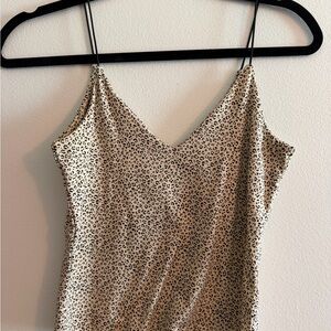 Gaze Size Small S Cheetah Leopard Animal Print Tank Top Cream & Black